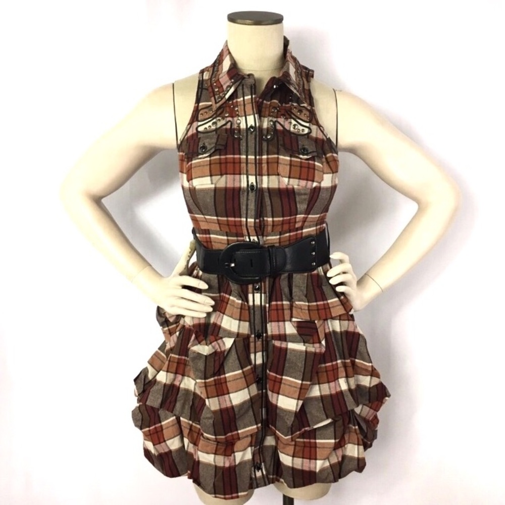 Western Plaid Mini Dress